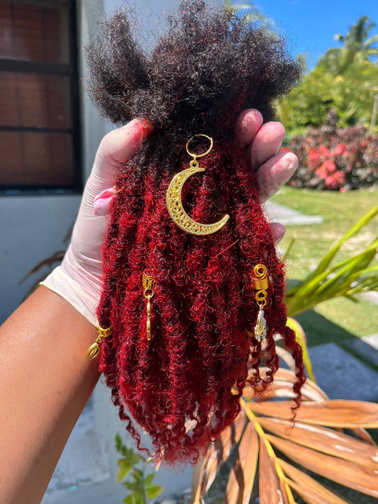 (80 Locs) Ruby Red Goddess Locs